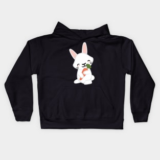 Kawaii Cute Bunny Rabbit Animal with Carrot Kid Design Kids Hoodie